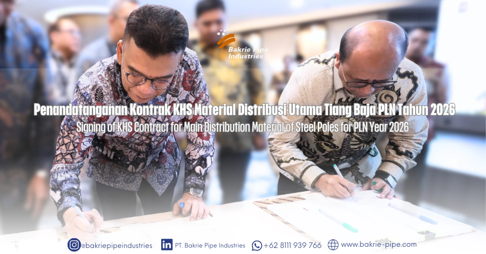 Signing of KHS Contract for Main Distribution Material of Steel Poles for PLN Year 2026